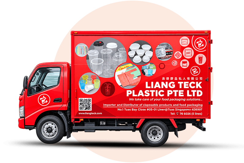 Liang Teck lorry with its red branded vehicle decal