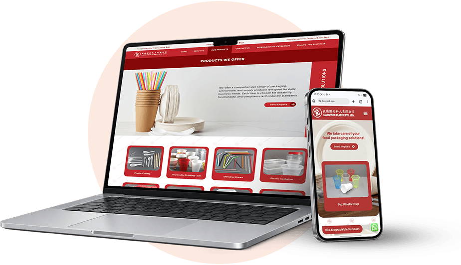 Liang Teck website shown on a laptop and mobile phone