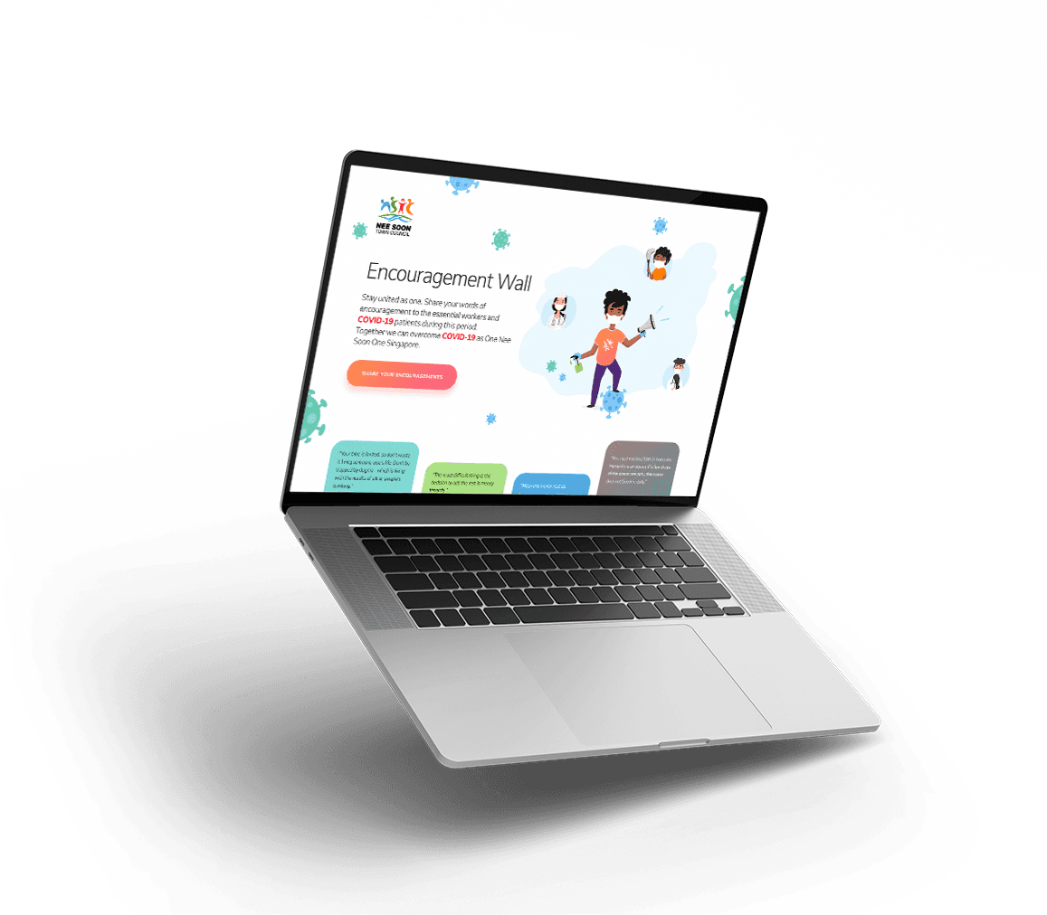 Nee Soon encouragement wall displayed on a laptop