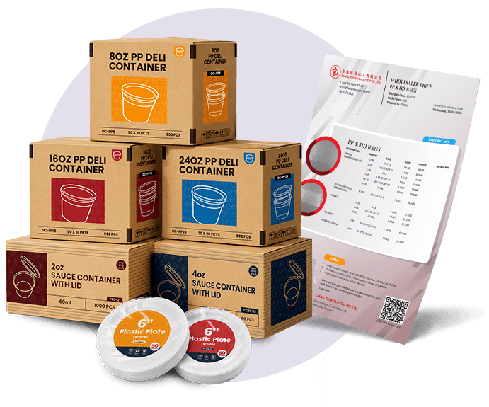 Liang Teck packaging, product labels and printed sales sheet