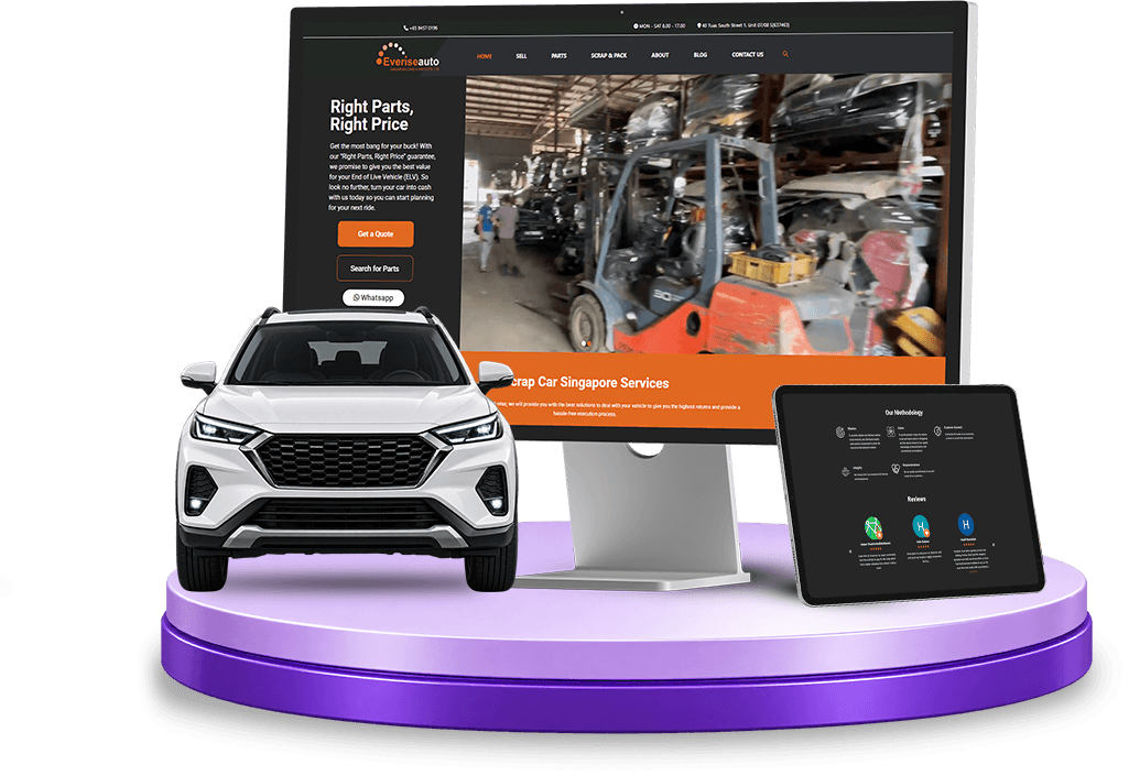 Everise Auto website, Meta advertising, Carousell listings and TikTok content