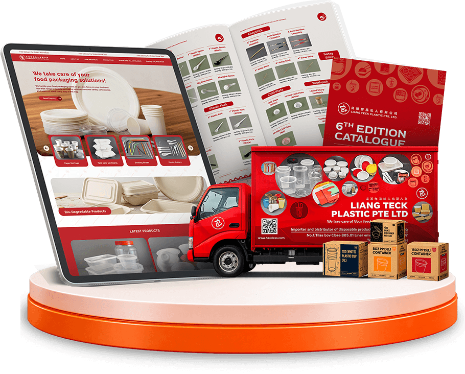 Liang Teck website, product catalogue, branded lorry and packaging