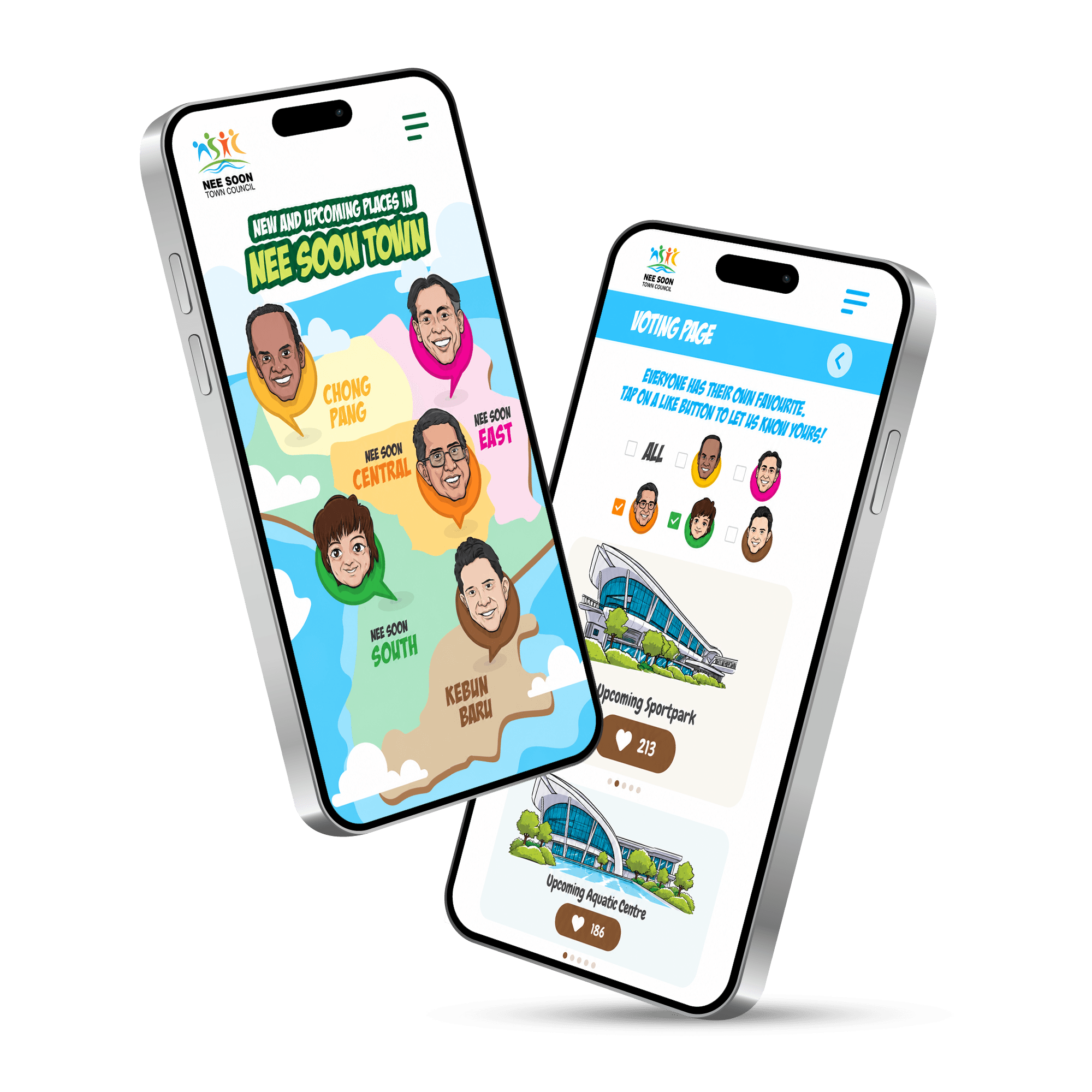 Nee Soon map and voting journey on mobile phones