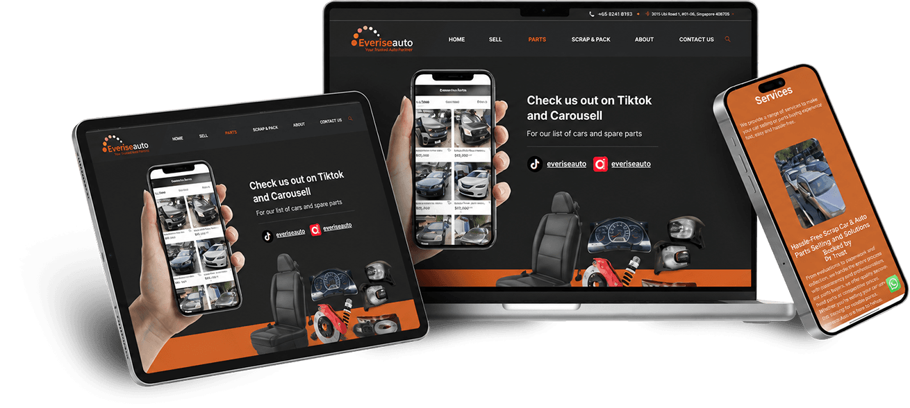 Everise Auto website, advertising, marketplace listings and social media content